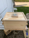 Wood Block Feeder with Jar and Lid